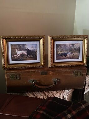 Pair of Framed Vintage Dog Art Set of 2- English  Heritage Decor